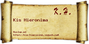 Kis Hieronima névjegykártya